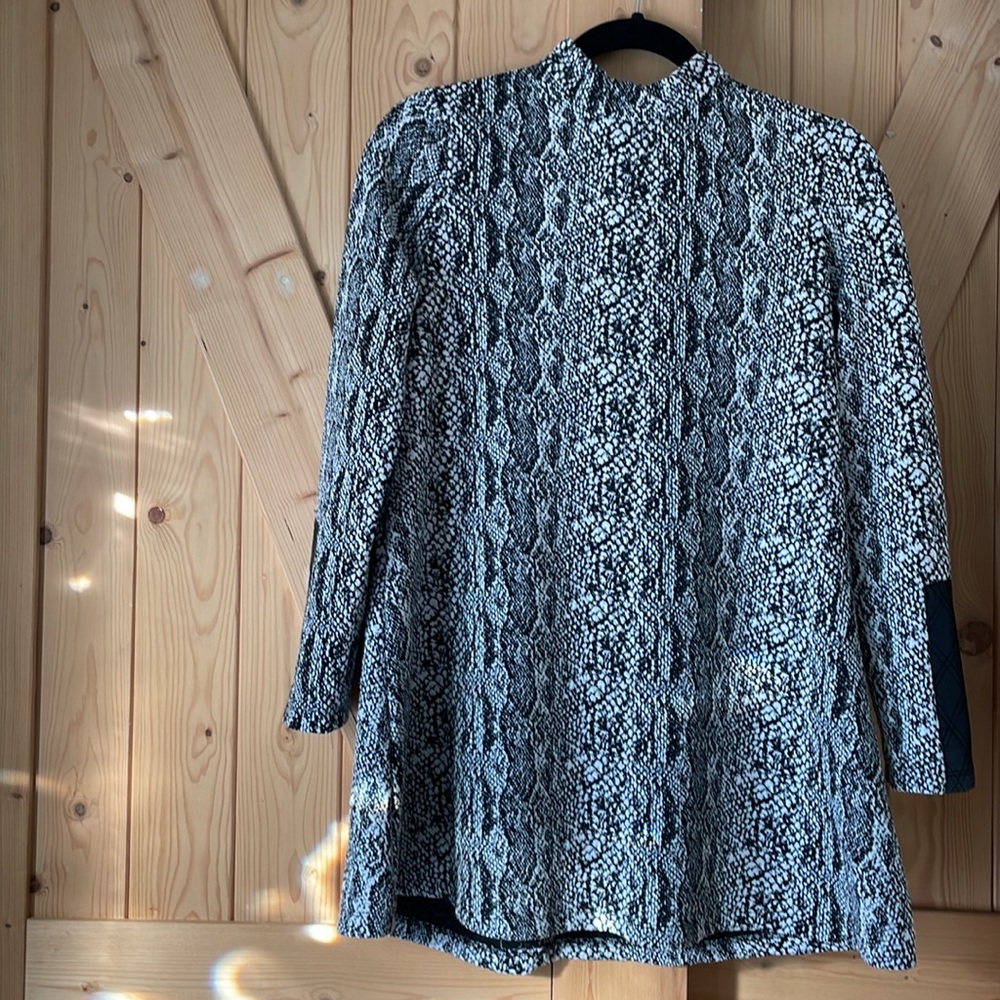 Tyler Boe XS dress. snakeskin print, leather-like sleeve embellishment